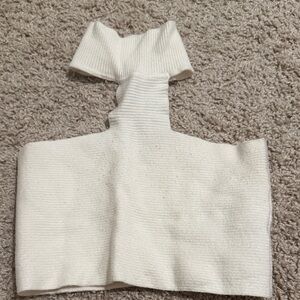Edikted White Ribbed Crop Top